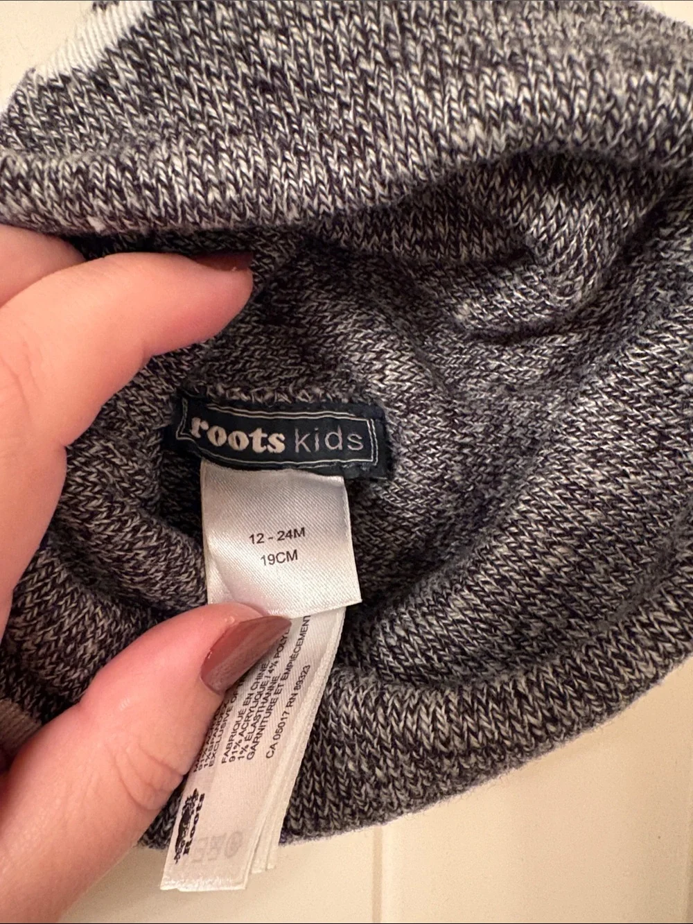 Roots Gray Marled Bear Knit Kids Hat
